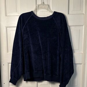 The Great women’s blue velvet sweatshirt size 3